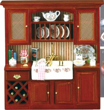 Шкаф кухонный с розовой  мойкой