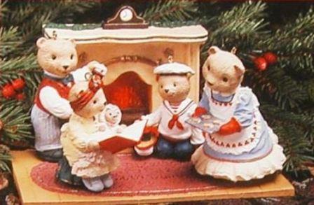 Набор новогоднего декора "Мишки у камина". Винтаж 93г.