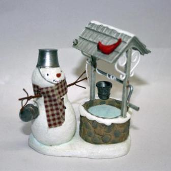 Новогодний декор Снеговик с колодцем