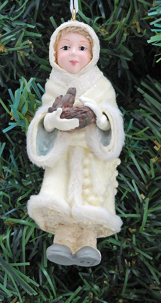 Елочная игрушка Ангел-Девочка с птицами с открыткой