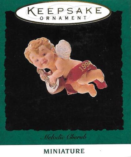 Винтажная миниатюрная елочная игрушка Мелодичный Херувим 94г.
