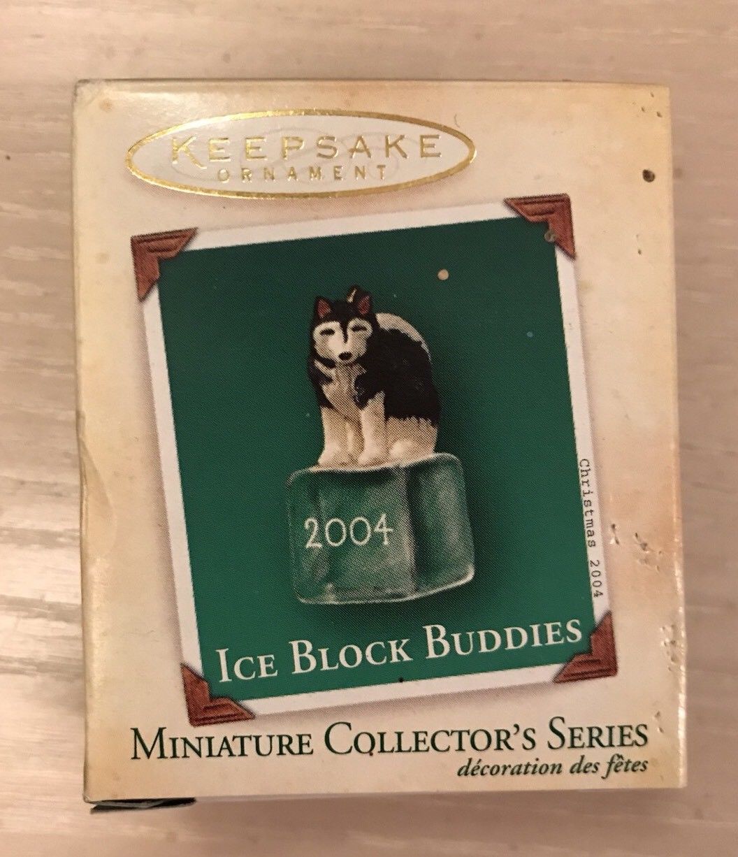 Миниатюрная елочная игрушка Собака Хаски со щенком