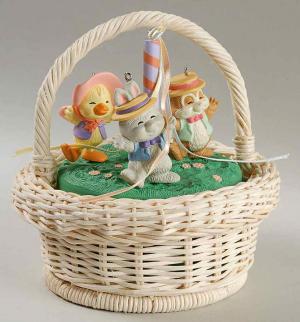 Набор из 3х фигурок и основы Пасхальное дерево. Винтаж