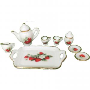 Кукольная миниатюра Сервиз чайный Земляника, 8 предметов