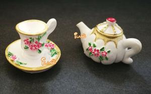 Кукольная миниатюра чайник с чашкой