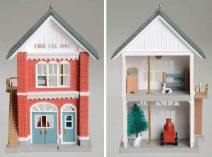 Винтажный новогодний декор для дома Дом с интерьером "Пожарная Станция" 91г.