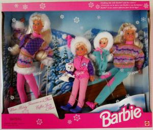 Набор из 4 кукол Барби, Скиппер, Стейси, Келли и собачки КоКо "Зимние каникулы" 95г.