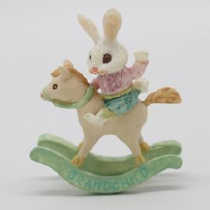 Пасхальный декор Зайка на лошадке-Качалке 91г. Винтаж