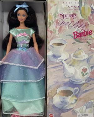 Коллекционная кукла Барби Весеннее Чаепитие с чайным набором, брюнетка, Эйвон, 97 г.