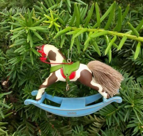 Миниатюра кукольная Лошадка-качалка белая с коричневым, 85 г.