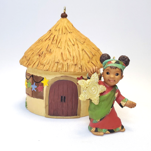 Елочная игрушка светящаяся Африканская хижина с девочкой, 2007 г.