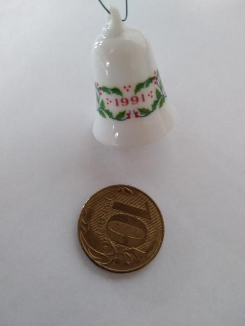 Винтажная елочная игрушка колокольчик фарфоровый, 91 г.