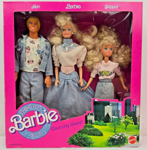 Винтажный набор из кукол Барби, Кен и Скиппер, Городской блюз, 89 г.