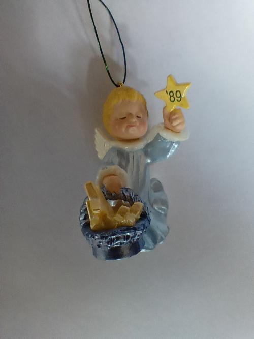 Винтажная елочная игрушка ангел со звездами, 89 г.