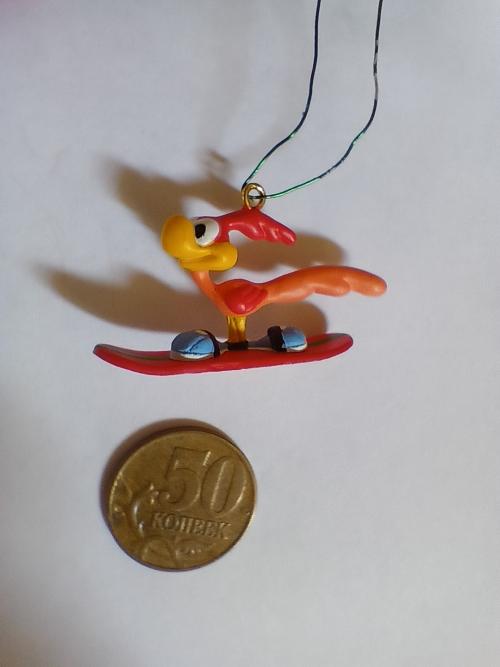 Миниатюра попугай на сноуборде