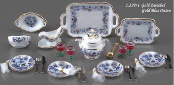 Сервиз обеденный Gold Blue Onion  (27 предметов)