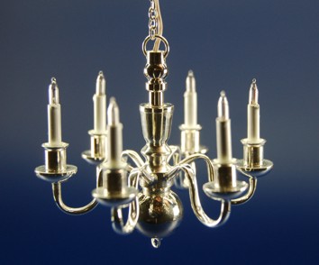 Люстра подвесная со свечами (серябряная)